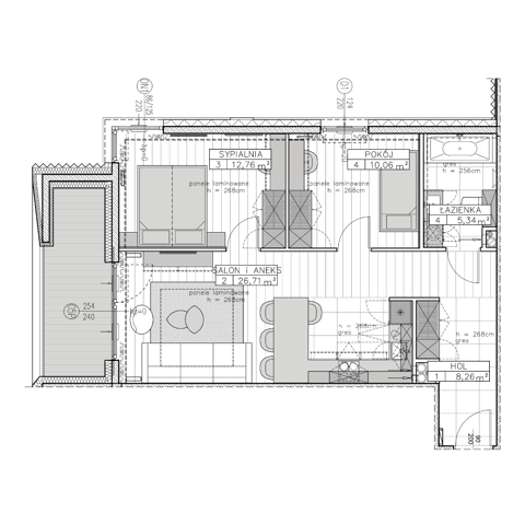 Plan 3 pok. 63m²