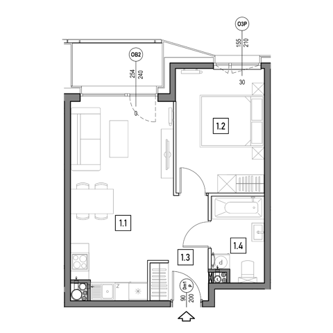 Plan 2 pok. 41m²
