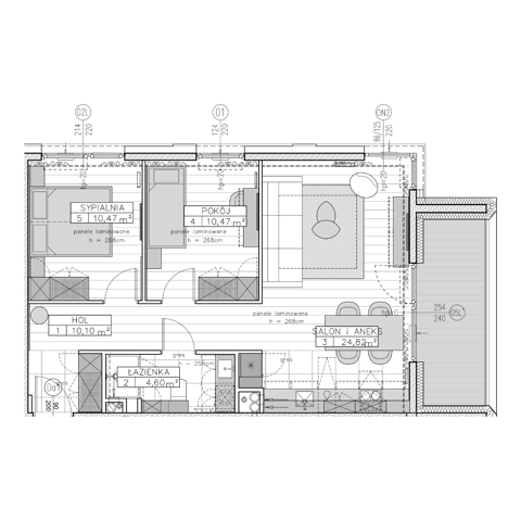 Plan 3 pok. 60m²