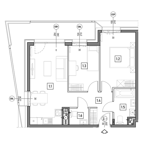 Plan 3 pok. 56m²