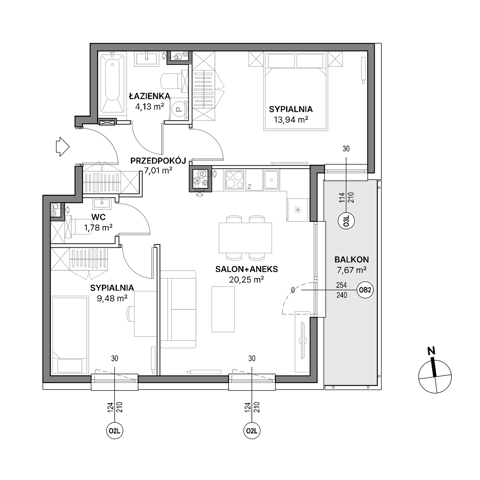 Plan 3 pok. 57m²