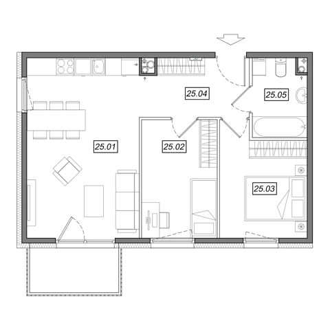 Plan 3 pok. 55m²