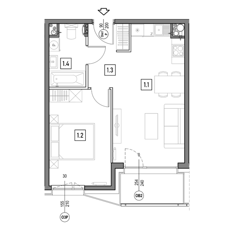 Plan 2 pok. 42m²