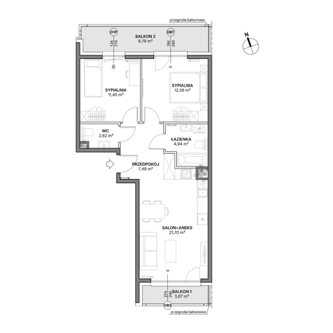 Plan 3 pok. 61m²