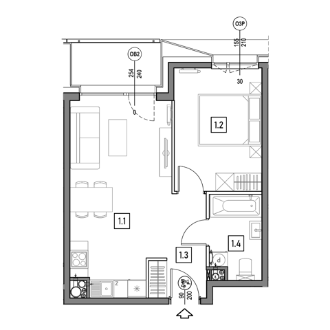 Plan 2 pok. 41m²