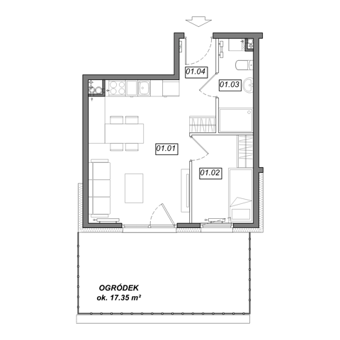 Plan 2 pok. 34m²