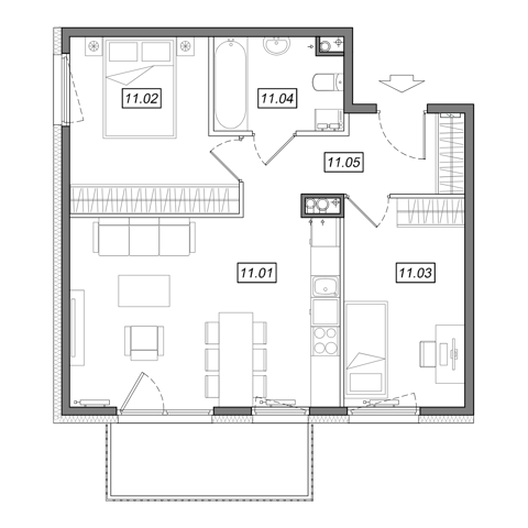 Plan 3 pok. 56m²
