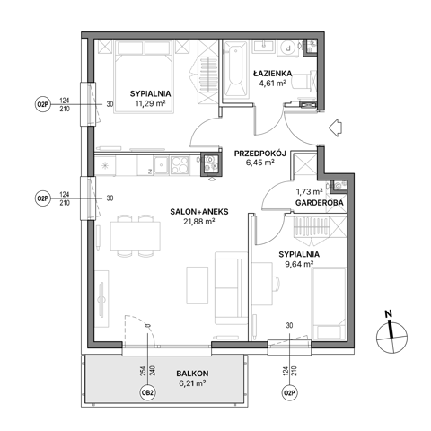 Plan 3 pok. 56m²