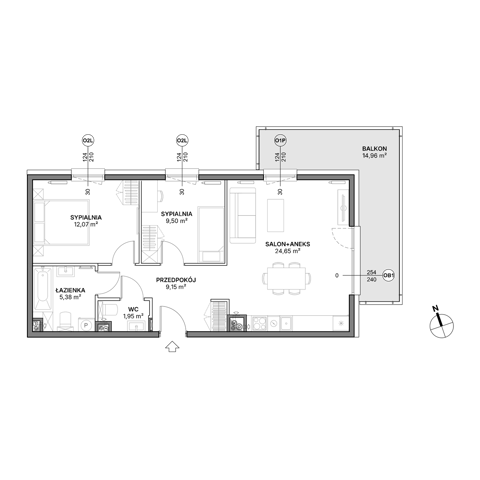 Plan 3 pok. 63m²