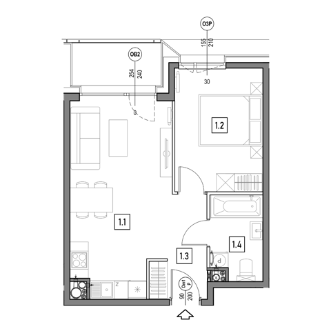 Plan 2 pok. 41m²