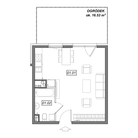 Plan 1 pok. 33m²