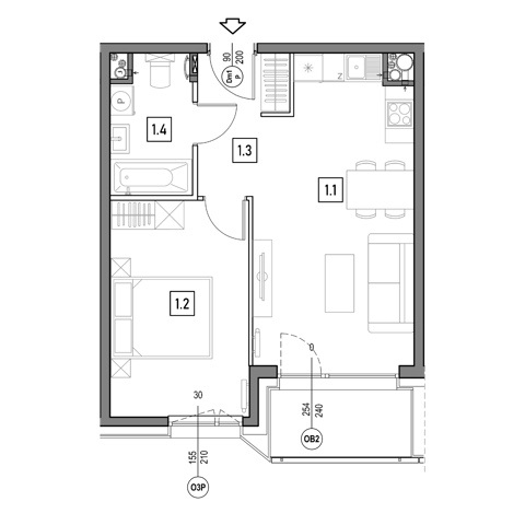 Plan 2 pok. 42m²