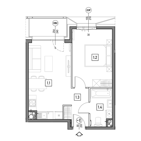 Plan 2 pok. 41m²