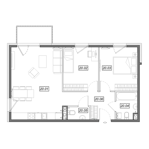 Plan 3 pok. 65m²