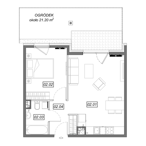 Plan 2 pok. 44m²