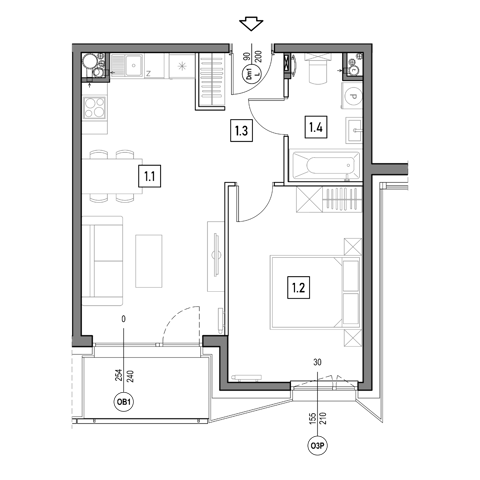 Plan 2 pok. 43m²
