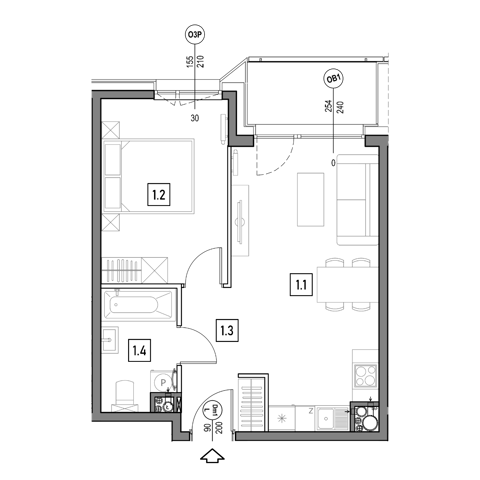 Plan 2 pok. 41m²