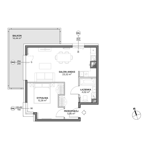 Plan 2 pok. 46m²