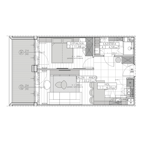 Plan 2 pok. 43m²