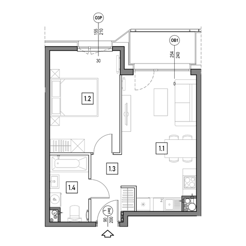 Plan 2 pok. 42m²