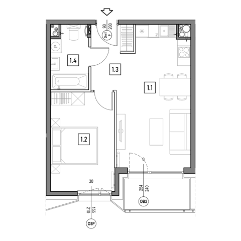 Plan 2 pok. 42m²