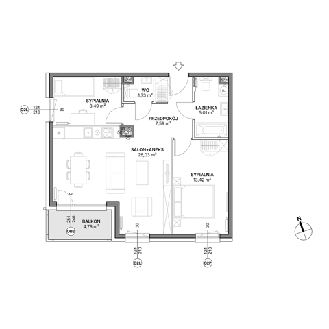 Plan 3 pok. 62m²