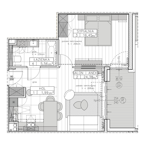 Plan 2 pok. 48m²