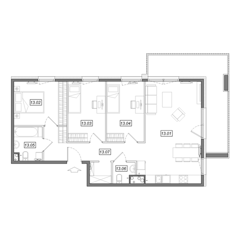 Plan 4 pok. 80m²