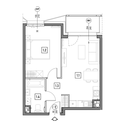 Plan 2 pok. 42m²