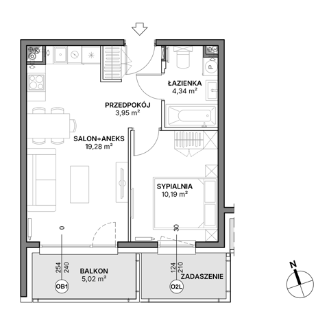 Plan 2 pok. 38m²