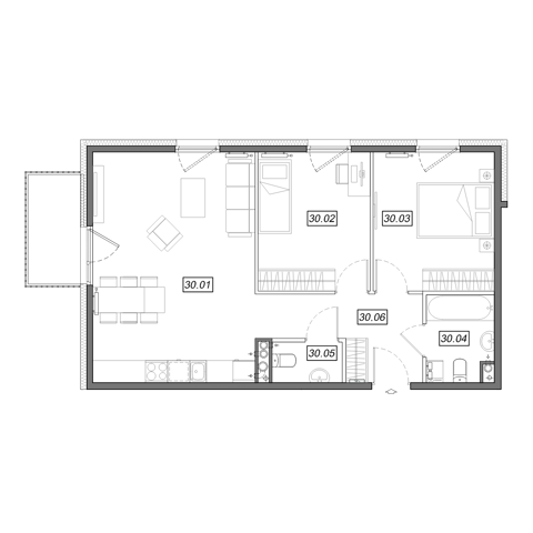 Plan 3 pok. 65m²