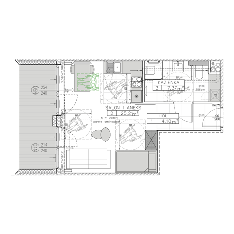 Plan 1 pok. 37m²