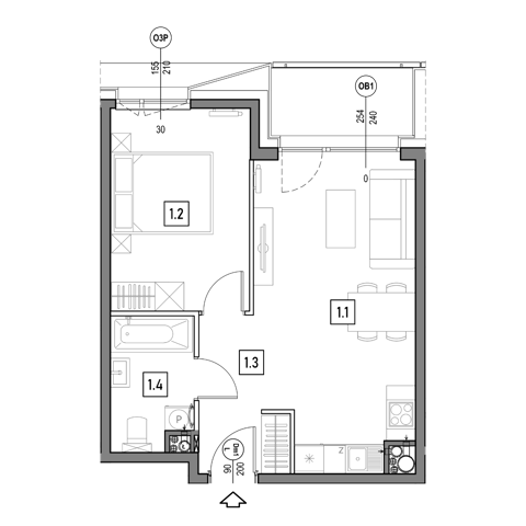 Plan 2 pok. 41m²