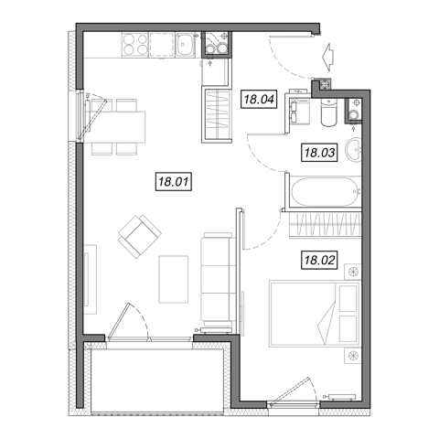 Plan 2 pok. 43m²