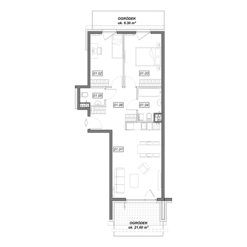 Plan 3 pok. 65m²