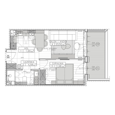 Plan 2 pok. 42m²