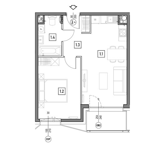 Plan 2 pok. 43m²