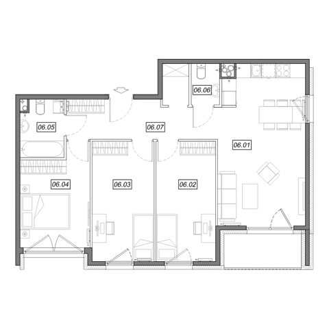 Plan 4 pok. 80m²