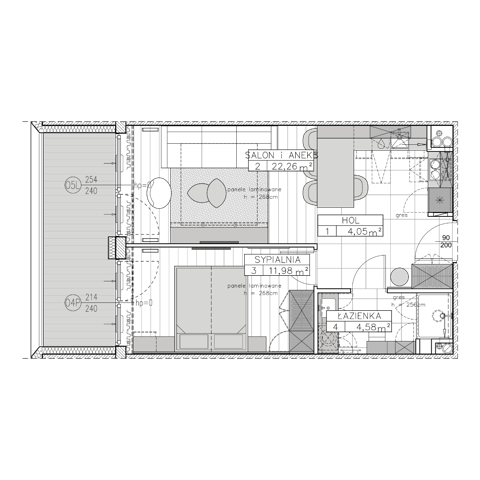 Plan 2 pok. 43m²