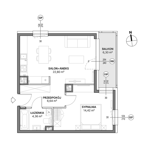 Plan 2 pok. 48m²