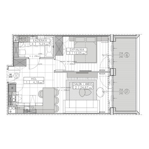 Plan 2 pok. 46m²