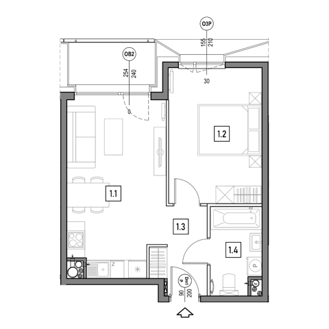 Plan 2 pok. 41m²