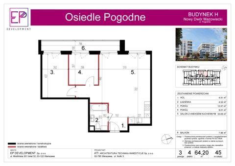 Plan 3 pok. 64m²