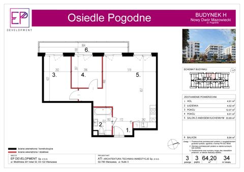 Plan 3 pok. 64m²