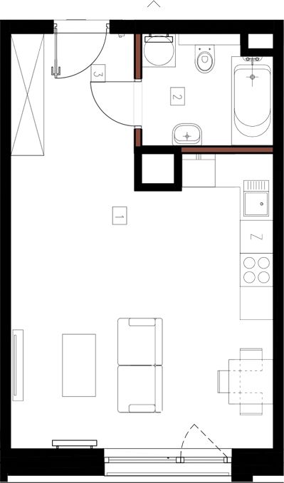 Plan 1 pok. 34m²