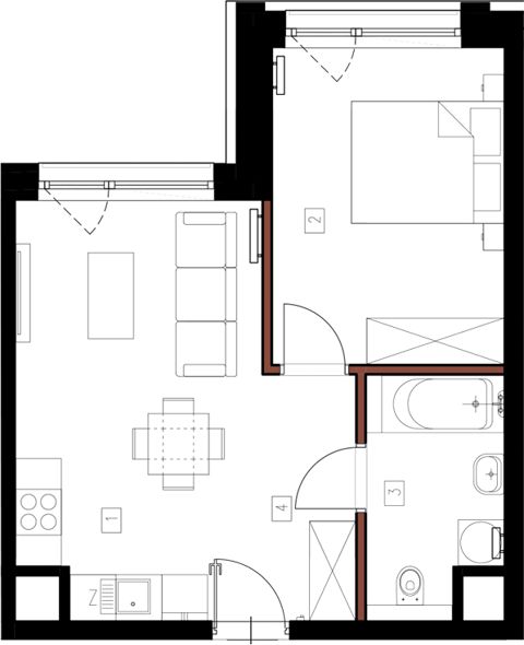 Plan 2 pok. 39m²