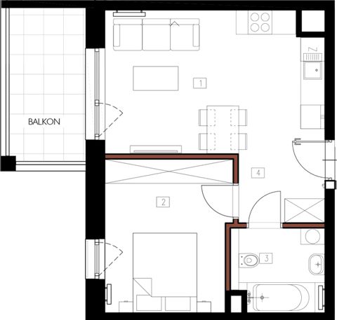 Plan 2 pok. 40m²
