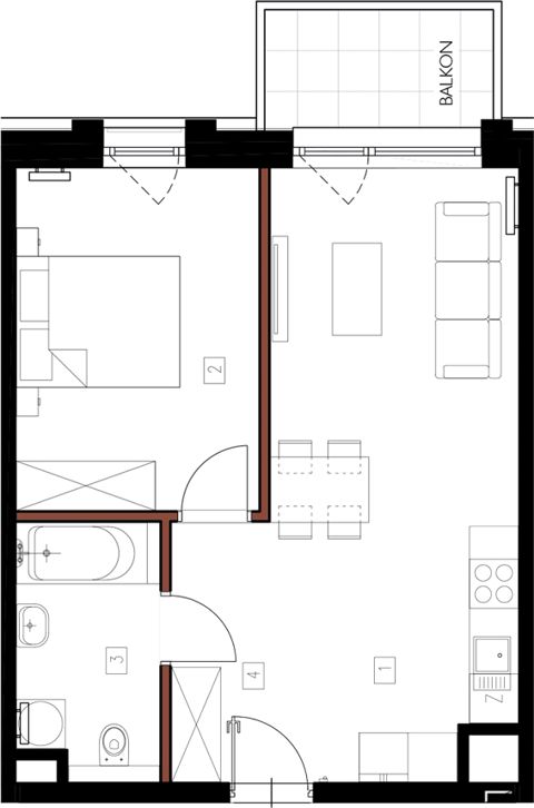 Plan 2 pok. 44m²