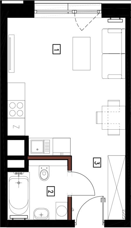 Plan 1 pok. 26m²