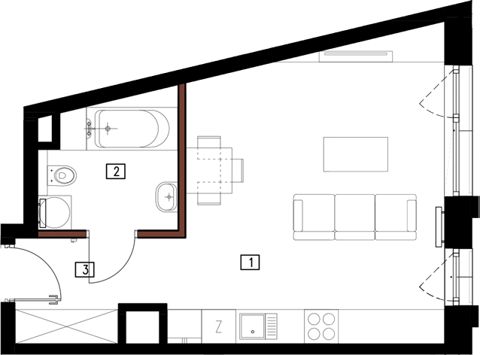 Plan 1 pok. 33m²